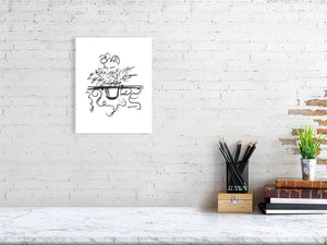 Flower Power - A Girl On A Balcony - Squiglet Drawings For Sale
