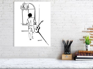 Guitar. Living Room. Brussels - Squiglet Drawings For Sale