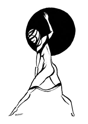 Woman Dancing And Playing Drum - Squiglet Drawings For Sale