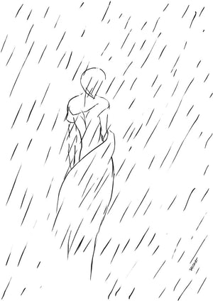 Woman In The Rain - Squiglet Drawings For Sale