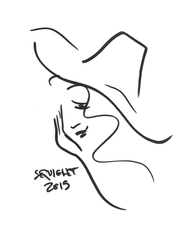 Girl In A Hat - Squiglet Drawings For Sale