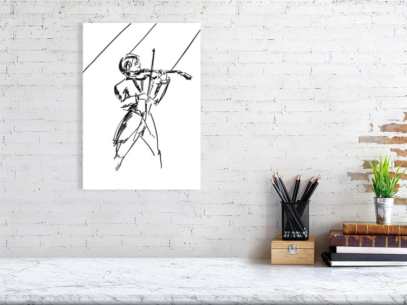 Violinist - Contemplative Performance - Squiglet Drawings For Sale